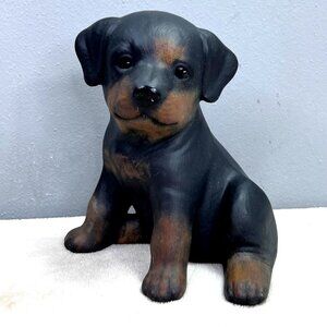 Rottweiler Puppy Dog Statue Ceramic Figurine Decoration Large 7.5 inch Black Tan